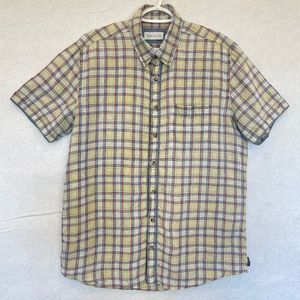 Harris Wilson Men's Green Plaid Short Sleeve Linen Shirt